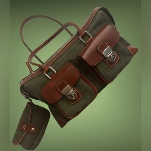 *Mint* Dooney & Bourke 2 Pcs Signature Double Pocket Satchel Tote Green Handbag